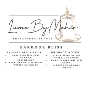 Bakhoor Bliss A Touch of Arabian Luxury โ Handmade Oud & Amber Soy Wax Candle - 100 gram