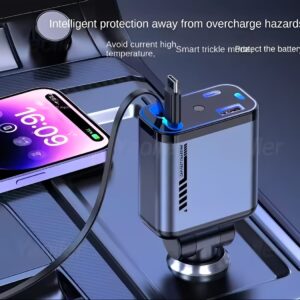 C6 4 In 1 Multi Functional Car Charger Fast Charging With Star Light Providing Durable Quality - 20 Watt