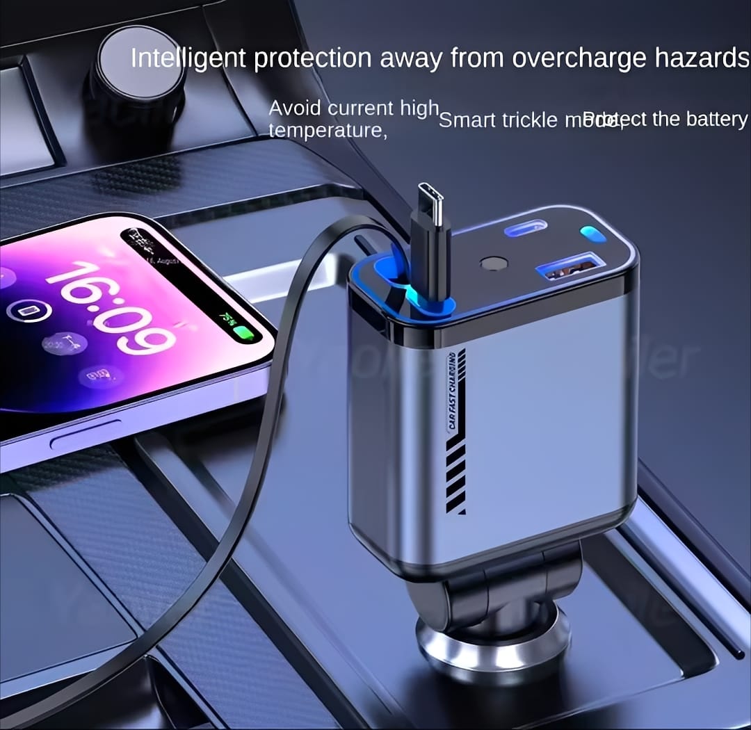 bb3a4ce4667c16bbc961d0f58ca30bfc C6 4 In 1 Multi Functional Car Charger Fast Charging With Star Light Providing Durable Quality - 20 Watt