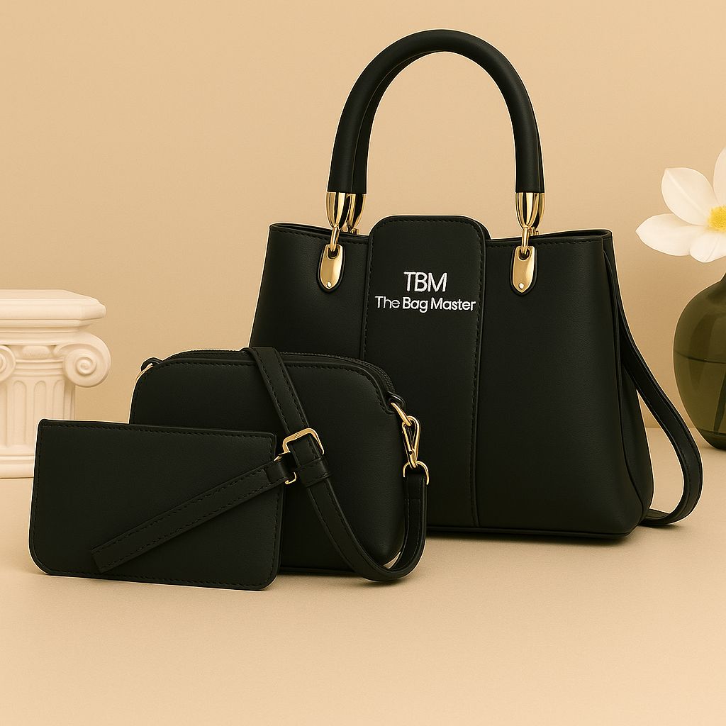 bc1ef3799e4692a79eac35a786966de0 3 Pieces Ladies Handbag Elegant Design Premium Quality Smooth Finish Easy Carry