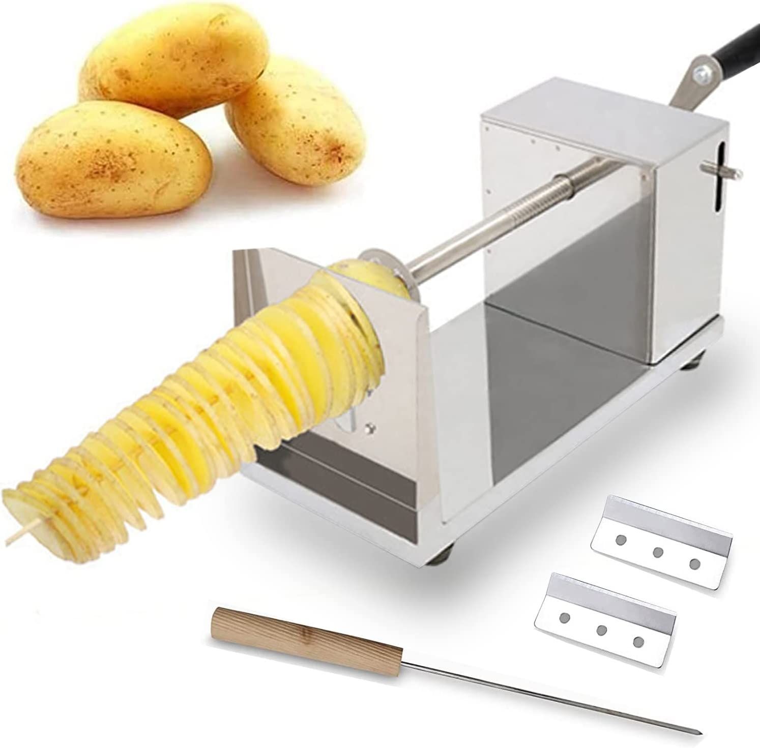 bcb26cabab5eb48bd058fc8d46692f22 Professional Potato Spiral Cutter, Manual Stainless Steel Potatoes Twister Slicer - Image 3