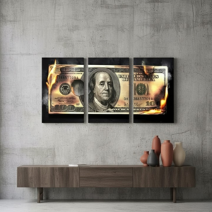 Dollar Wooden Sticky Wall Art – 3 Piece Modern Decorative Frame Set, 8x11 inch Each, Wooden Sticky Frame with Easy Wall
