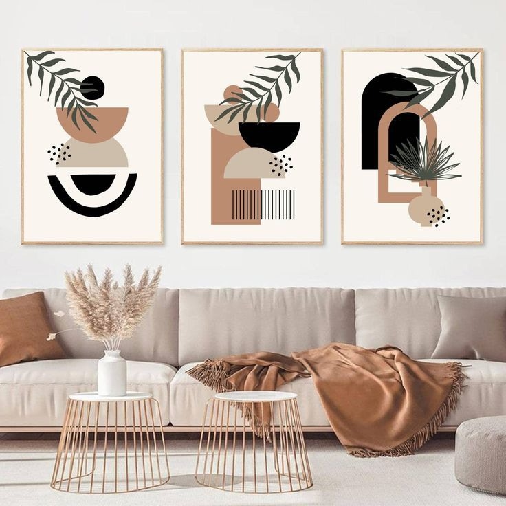 bd35d1e662d92b64e73adfd06ac1413f Set of 3 Abstract Wall Art Frames – 8x11" MDF Wood with Adhesive Backing