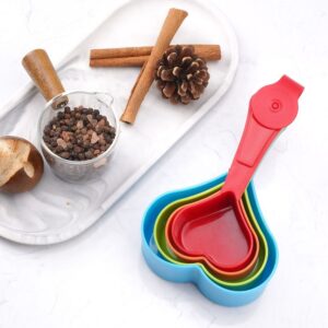 Heart Shaped Measuring Cups Multicolor | 4-Piece/Set Kitchen Measuring Cups for Baking & Cooking | Cute Heart Design, Fo