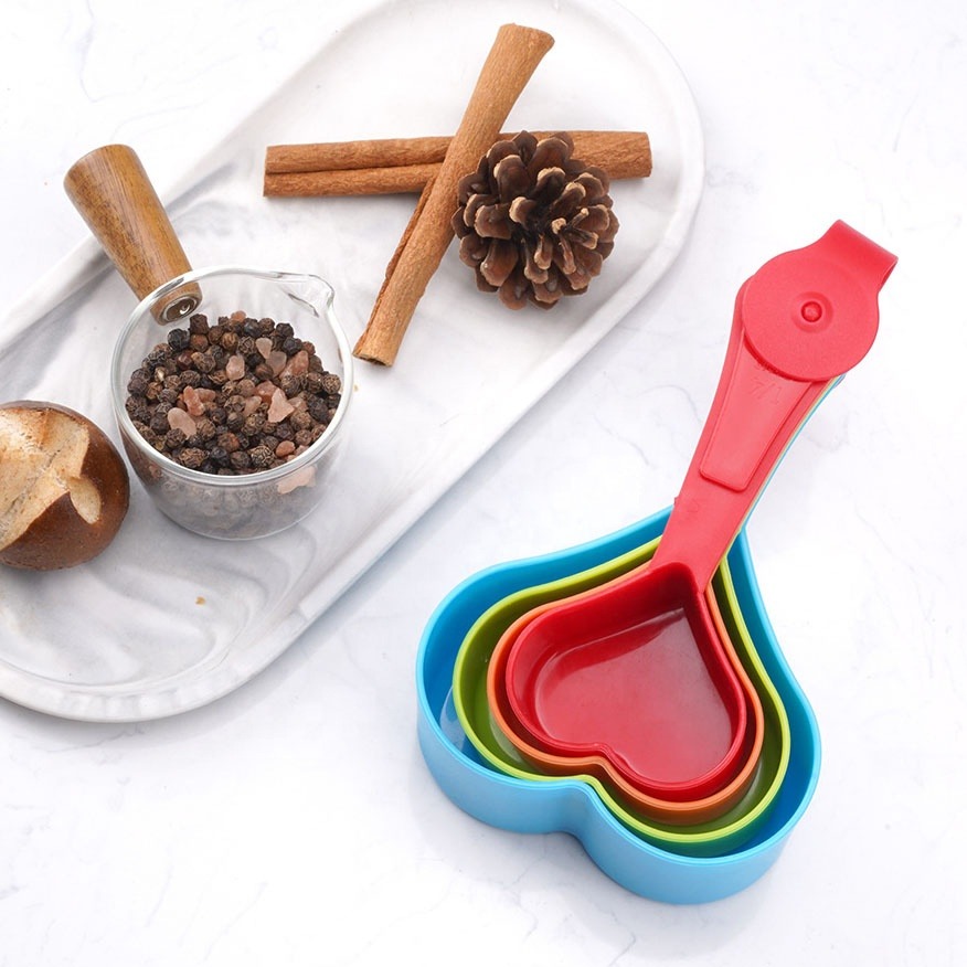 bdeeb058054d772a08c56b512797a44e Heart Shaped Measuring Cups Multicolor | 4-Piece/Set Kitchen Measuring Cups for Baking & Cooking | Cute Heart Design, Fo