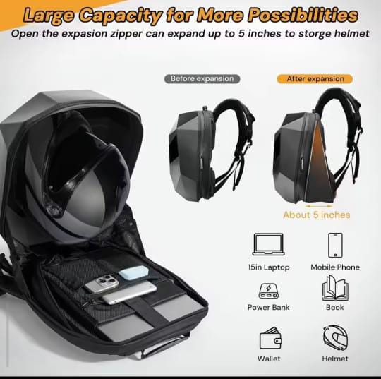 becd6cb1839e7dece0e3da3ad0dce760 LED Motorcycle Backpack with LED Eye – Night Riding Backpack & Helmet Accessory for Bikers- (power bank not included) - Image 2