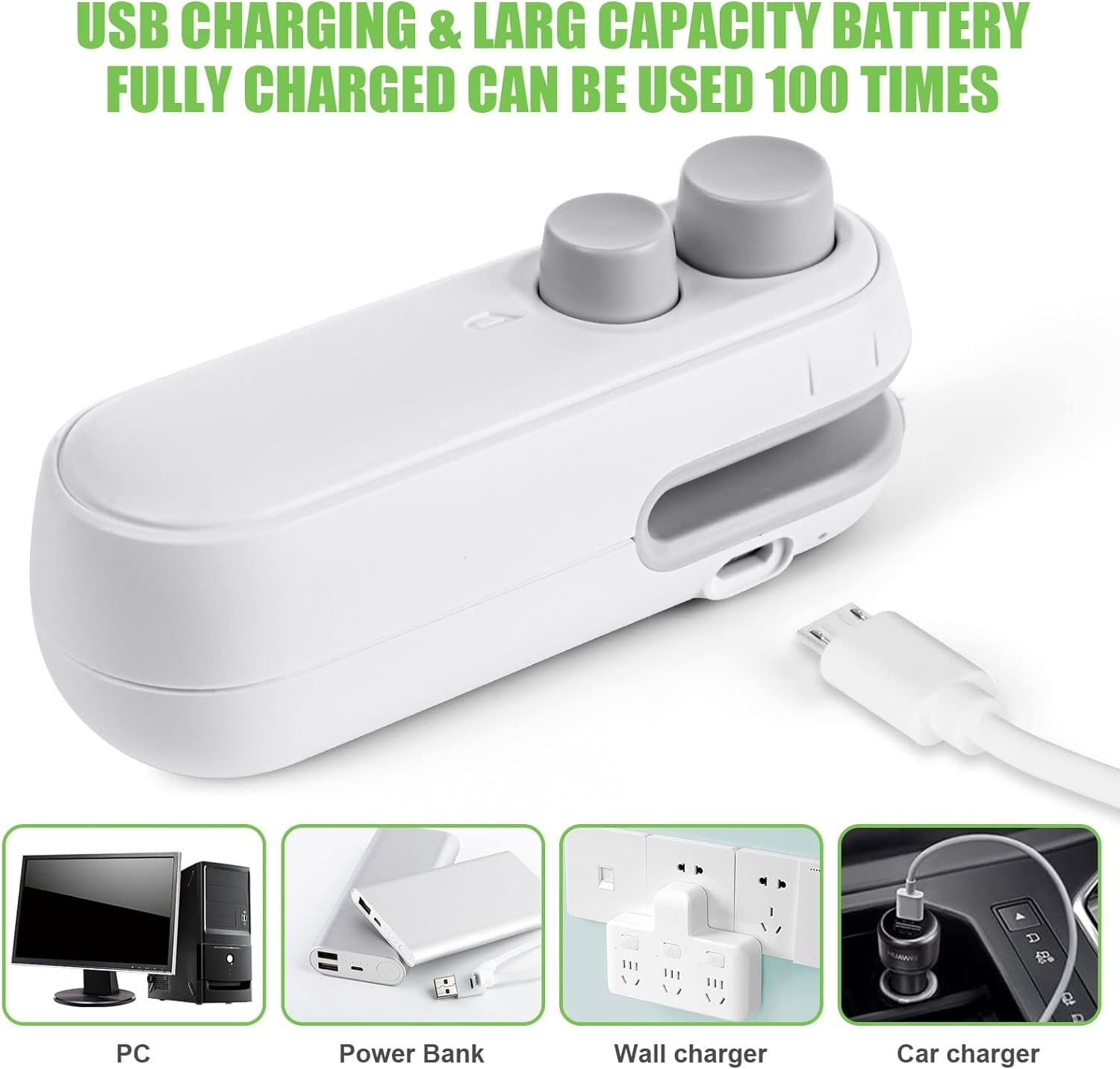bf7e28d8c8375ae174ee8939546584ca 1 Pc Mini Heat Sealing Machine 2-In-1 Cutter & Sealer With USB Cable – Compact USB Rechargeable Food Bag Sealer For Snac - Image 3
