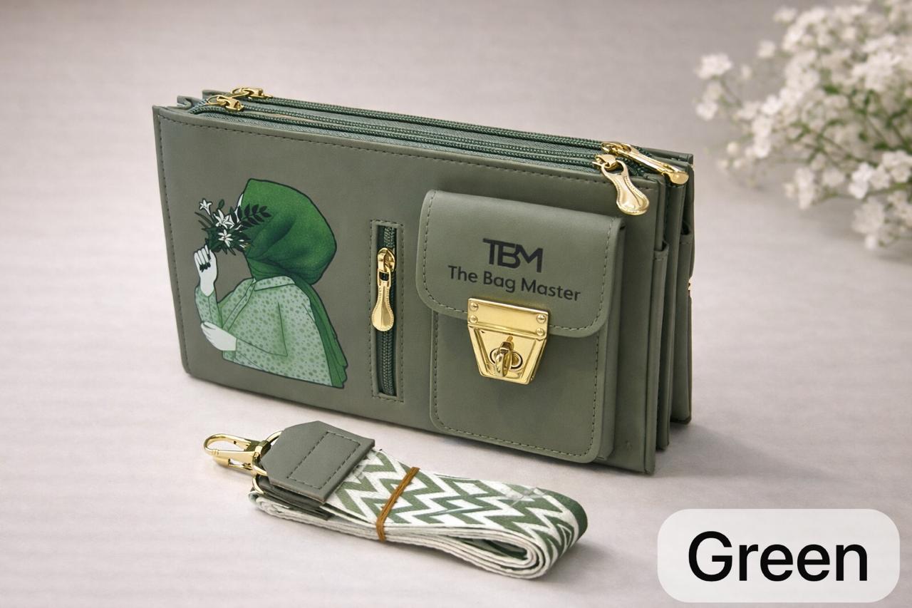 bfe9300c2aa22a8ecac71d9d307aed77 The Bag Master Signature Illustrated Multi-Compartment Crossbody Bag with Detachable Geometric Patterned Straps - Image 2