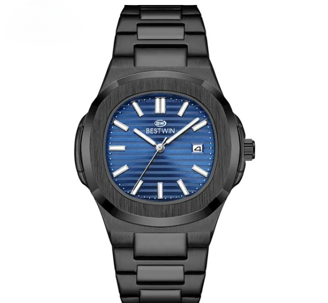 black BESTWIN BW-137 Men's Luxury Quartz Watch Stainless Steel Watch – Classic Analog Display, Stainless Steel Strap, Waterpro - Image 4