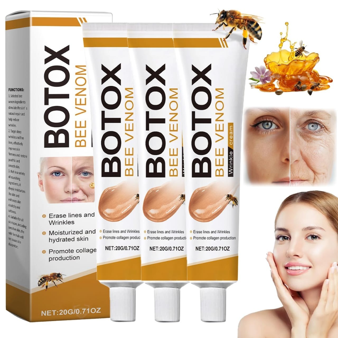 c18141e9d5cd7d309724b1ecf65bcbf5 Botox Bee Venom Wrinkle Cream | Anti‑Aging Moisturizer | Collagen Boost | Reduce Wrinkles & Fine Lines 20gm - Image 5