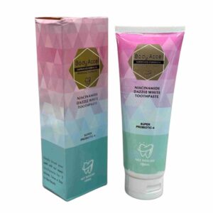 Body Accel Niacinamide Whitening Toothpaste 100ml – Advanced Stain Removal with Probiotics for Bright Smile & Fresh Brea