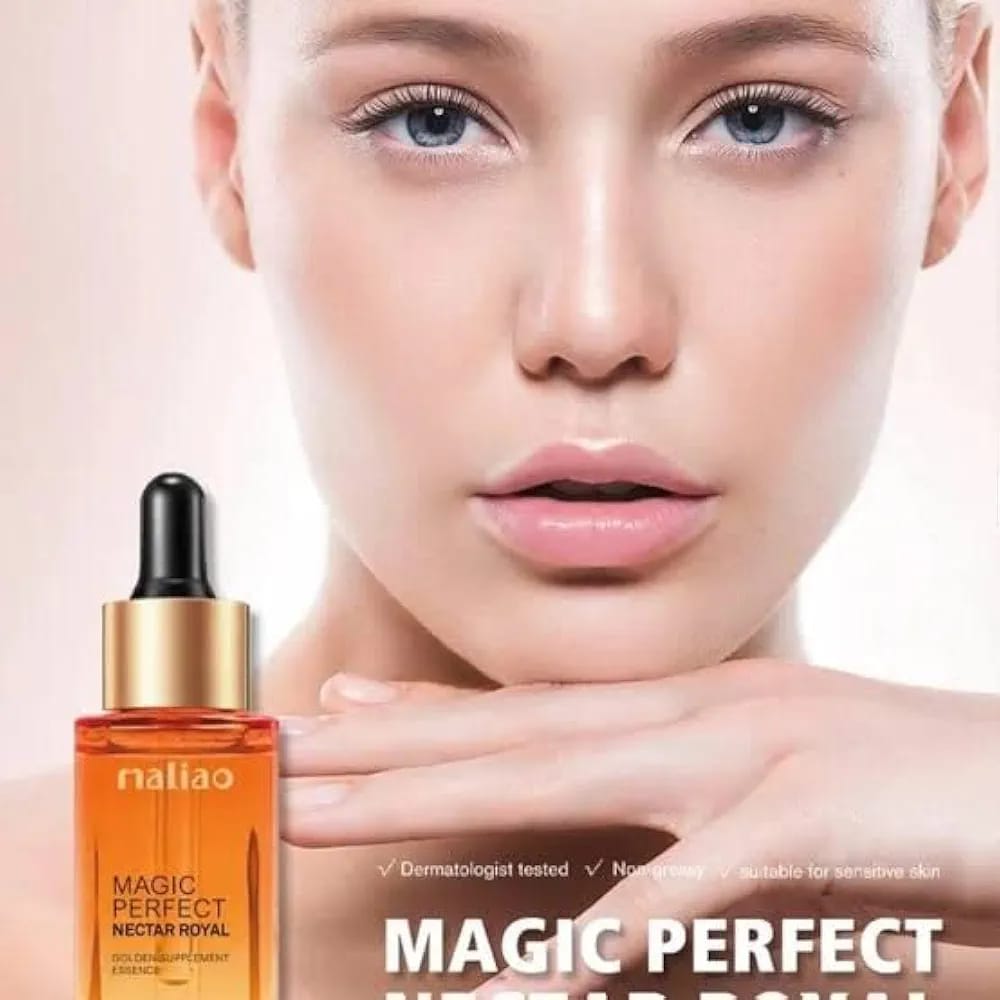 c5d7d1cff794f5448fa4064fd2e89c72 Maliao Magic Perfect Nectar Royal Vitamin C+E Serum – Restores Glow & Nourishes Dry, Dull Skin, 30ml - Image 3
