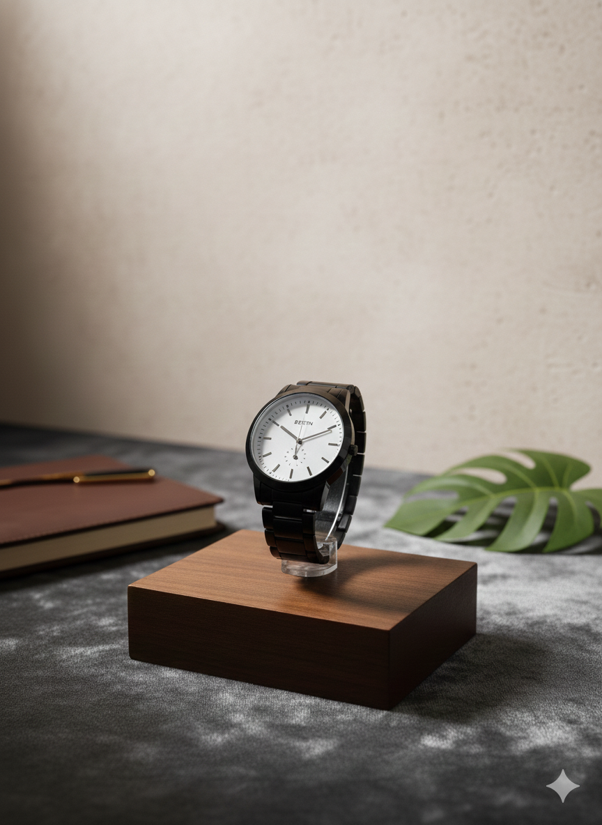 c727a19566abacfdc9fbeadd847c9f18 BESTWIN Minimalist Matte Black Link Bracelet Watch - Premium Sunray Blue & Cream Dials - Precision Quartz Movement for M - Image 2