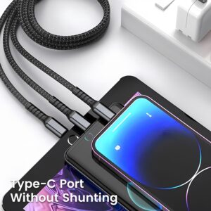 100W 5A Fast Charging 3-in-1 USB Cable – Multi Charging Cable with Type-C, Micro USB & Lightning Connectors | Durable &