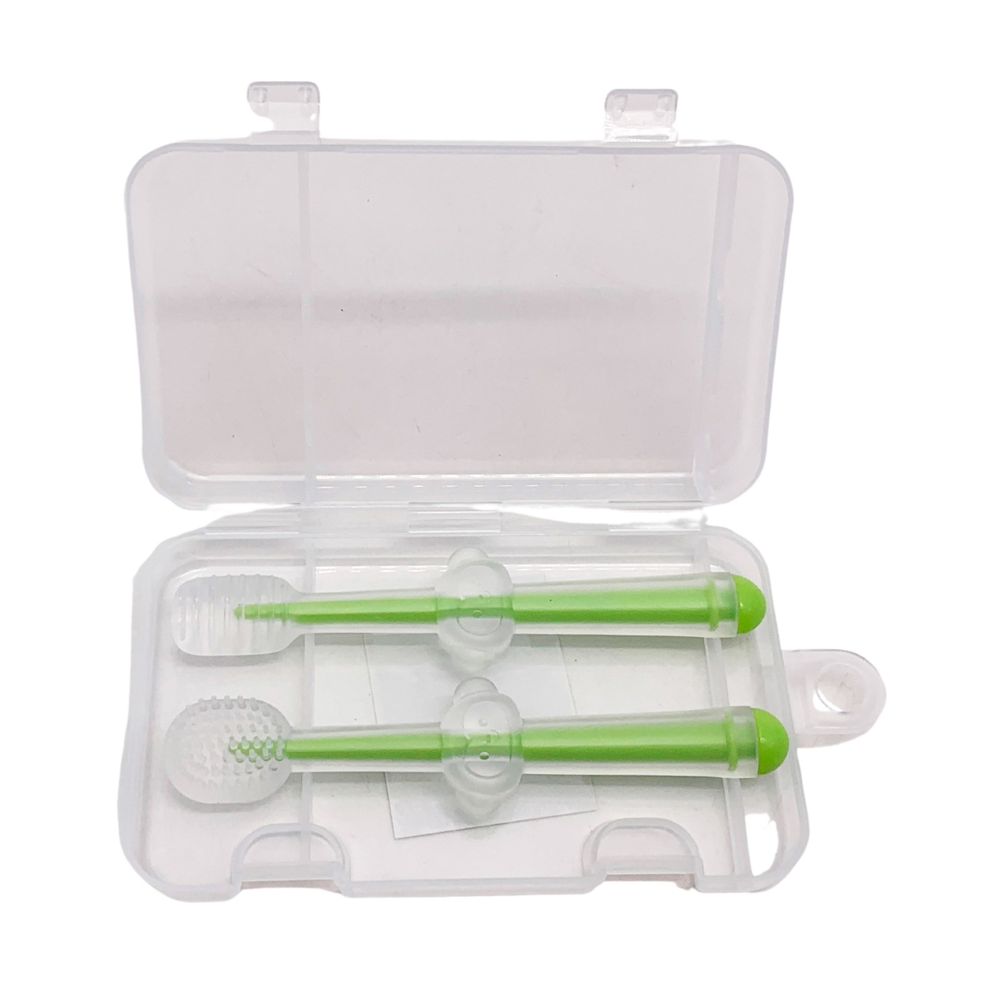 c7e211b076dde9ac48a74b0a3c5248ae Infant Baby Silicone Toothbrush & Tongue Cleaner – Pack of 2 with PP Storage Box for Oral Care - Image 4