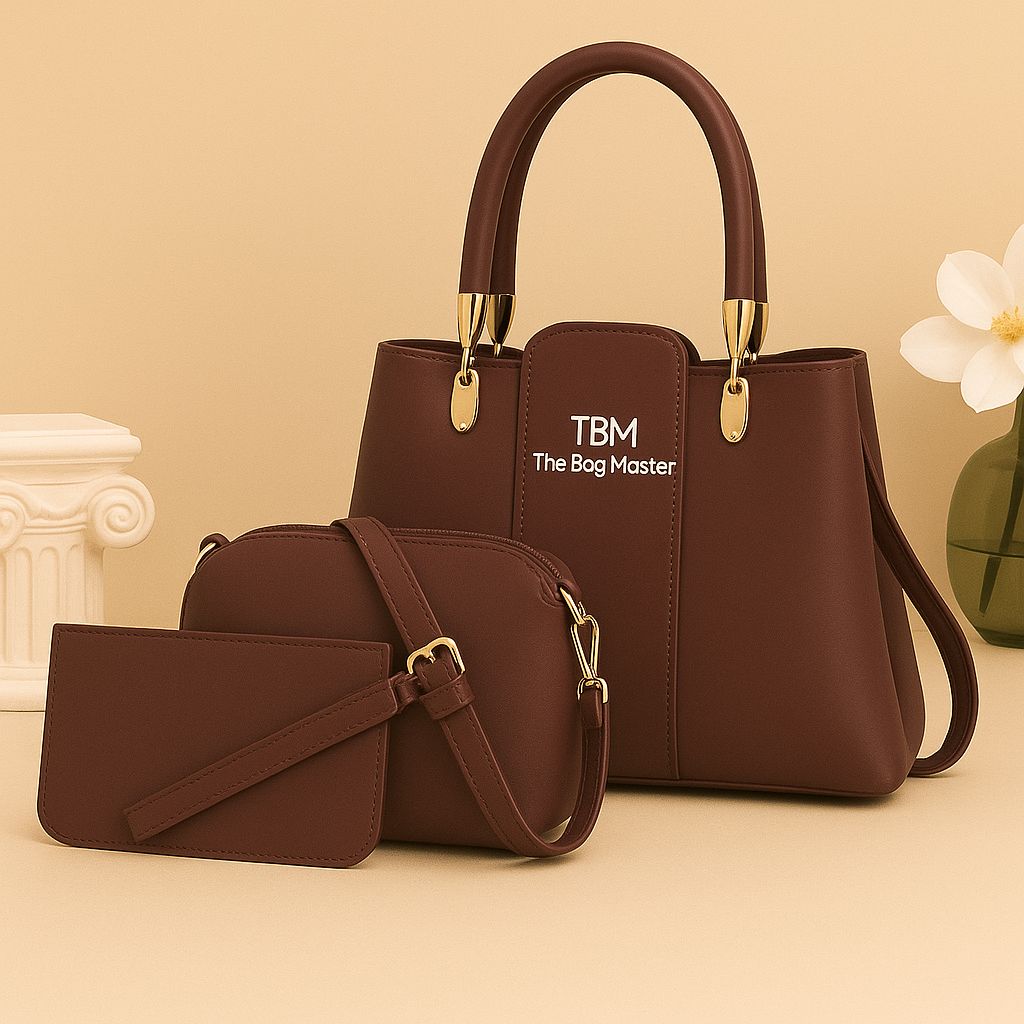 c85379da7042ff9de452313c43f62090 3 Pieces Ladies Handbag Elegant Design Premium Quality Smooth Finish Easy Carry - Image 3