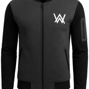 NEW Winter Collection Charcoal Grey WA Printed Zipper Jacket for Men & Boys – Premium Fleece Material, Stylish Bombe
