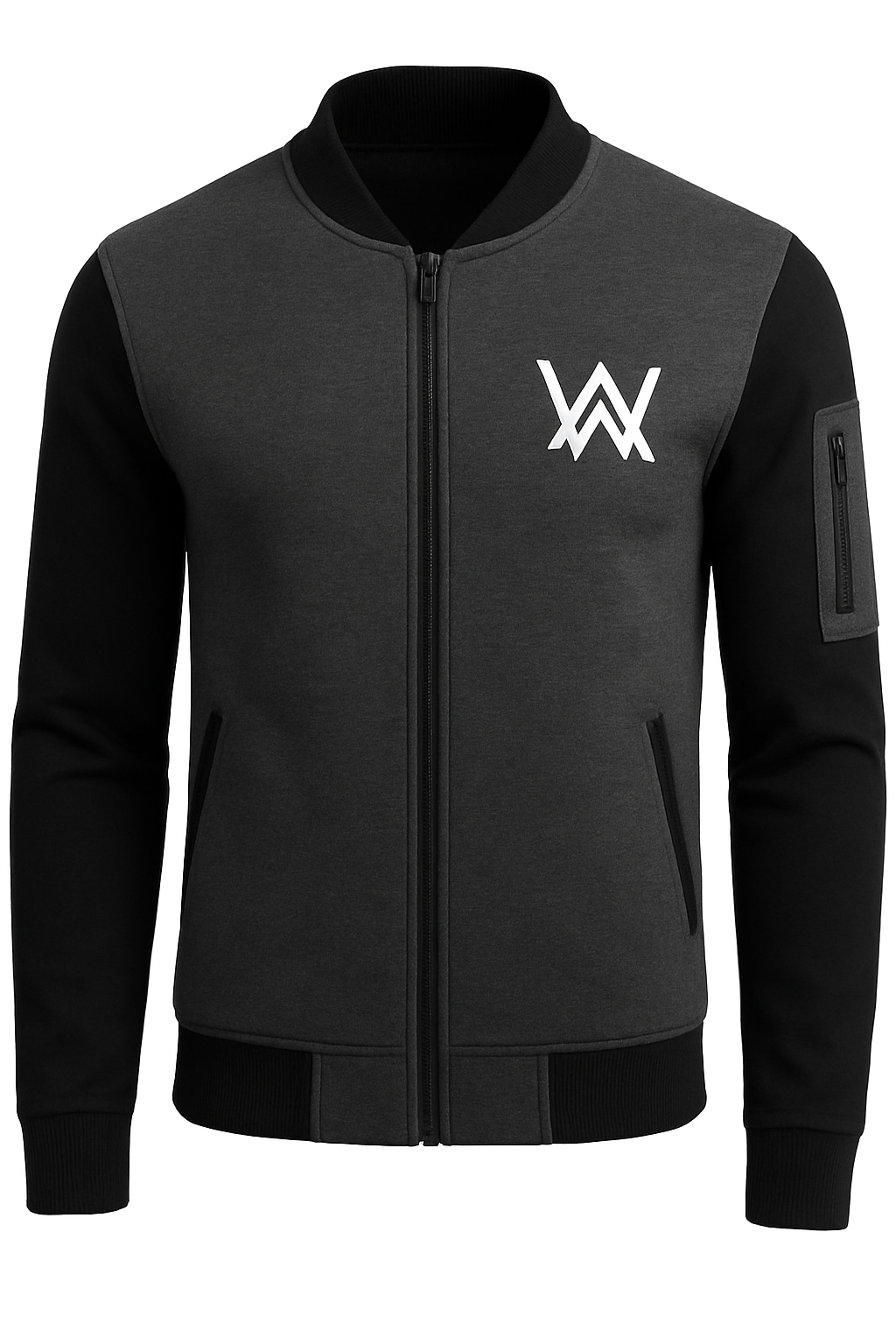 c85f4af1-c644-49af-b180-5ba47a335950 NEW Winter Collection Charcoal Grey WA Printed Zipper Jacket for Men & Boys – Premium Fleece Material, Stylish Bombe