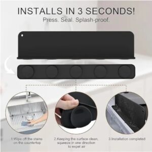 Silicone Sink Splash Guard With Suction โ Flexible Water Splash Stopper for Kitchen & Bathroom Faucets, Countertops & Cl
