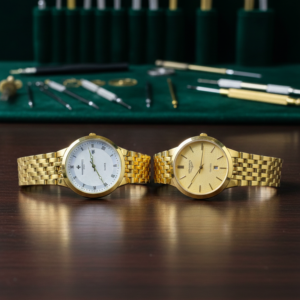 Classic Gold-Plated Men's Quartz Watch - Luxury Inspired Vacheron & Longines Style Dress Watches with Date Display & Lin
