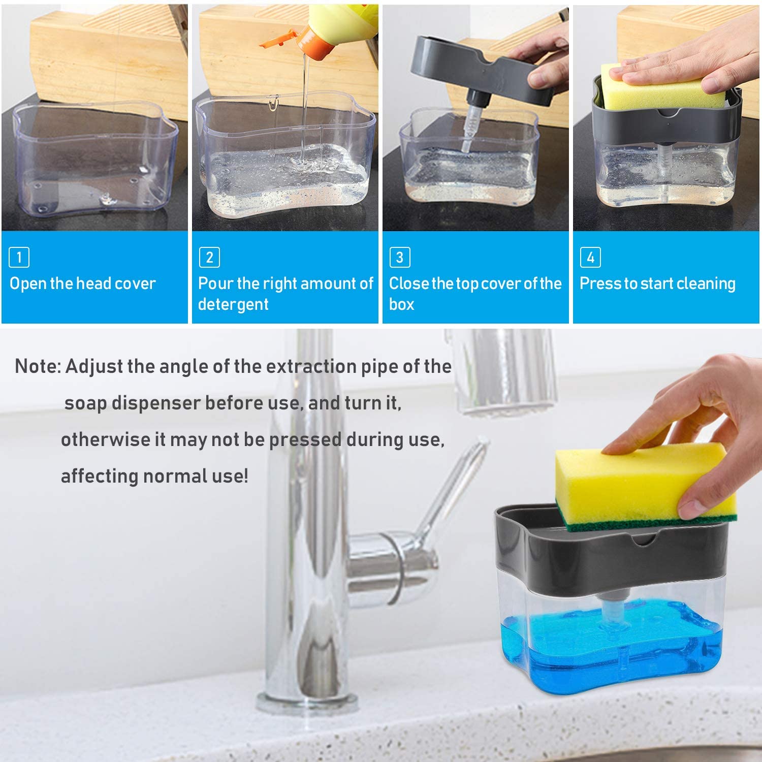 ca22e9d1eb3b936f8dc0de83952598a8 2-in-1 Soap Pump Dispenser with Sponge Holder – Kitchen Sink Liquid Soap Dispenser for Easy Dishwashing (Without Sponge) - Image 2