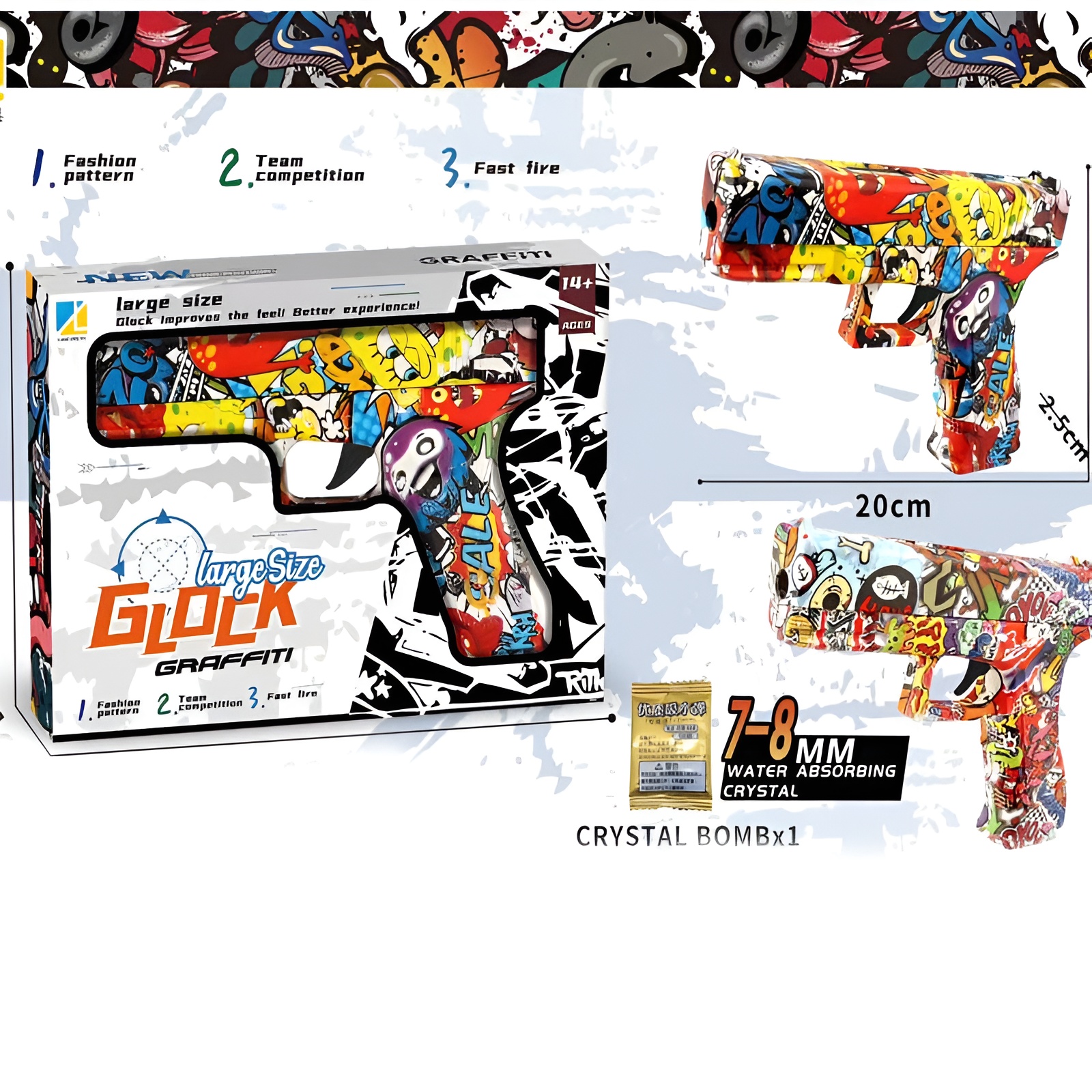 cb801d689c9517c5a0f218344aa0d711 Gel Blaster High Speed Manual Gun Orange – Large Size Graffiti Glock Soft Bullet Gun Toy With Safe Foam Bullets, Realist