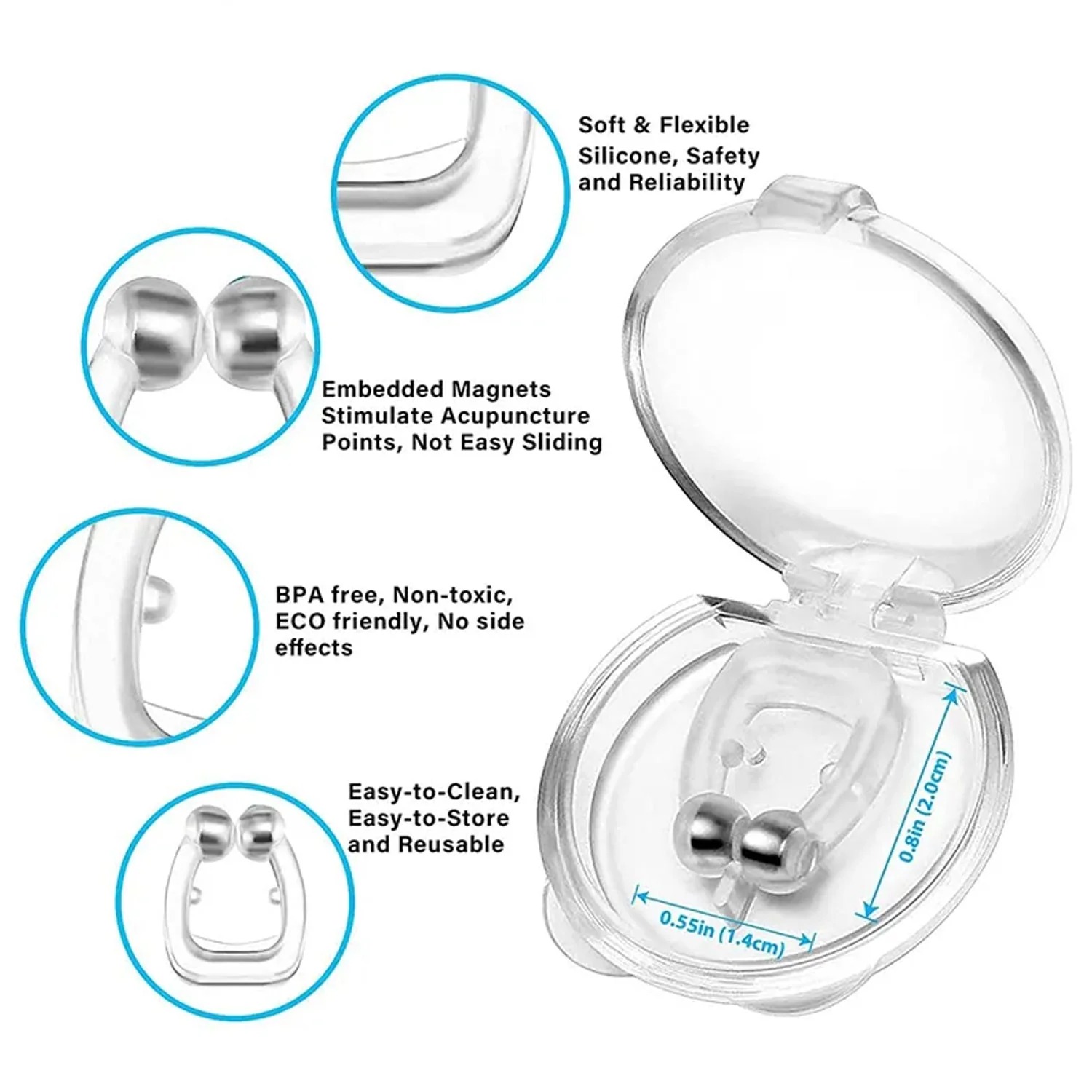 cba46b8dcc71c8f360804888c085bdfc Silicone Magnet Nose Clip – Anti Snore Device for Sleeping, Best Quality, Pack of 4 - Image 2