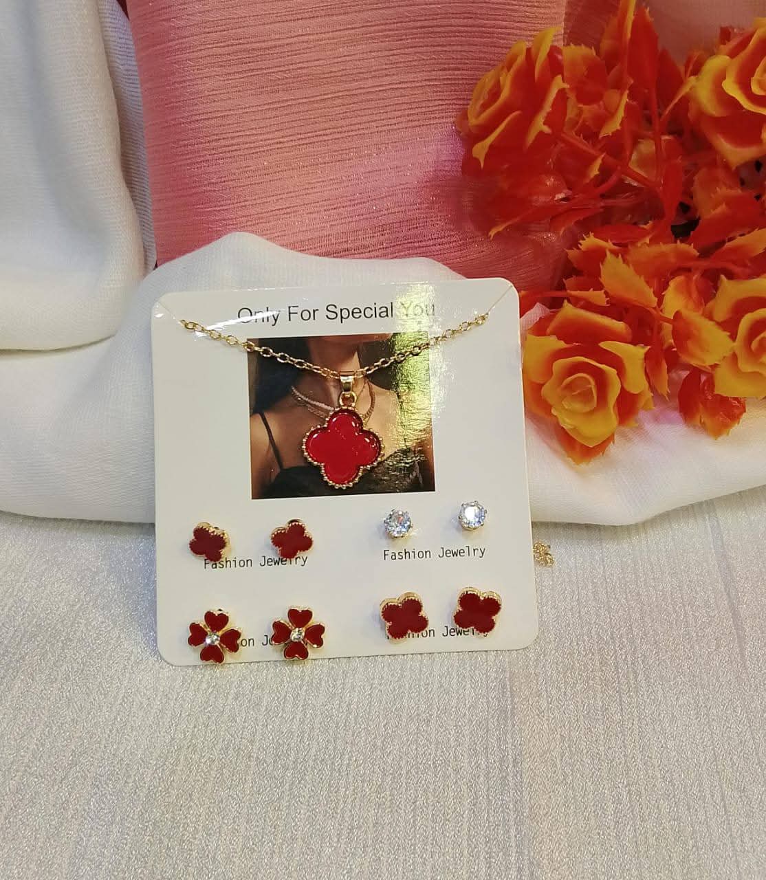 cd3e2f196f40a8d71314dd224fde0668 Earrings And Necklace Pack 4 Set Stylish Jewelry Collection Elegant Design Durable Quality Comfortable Wear Suitable For