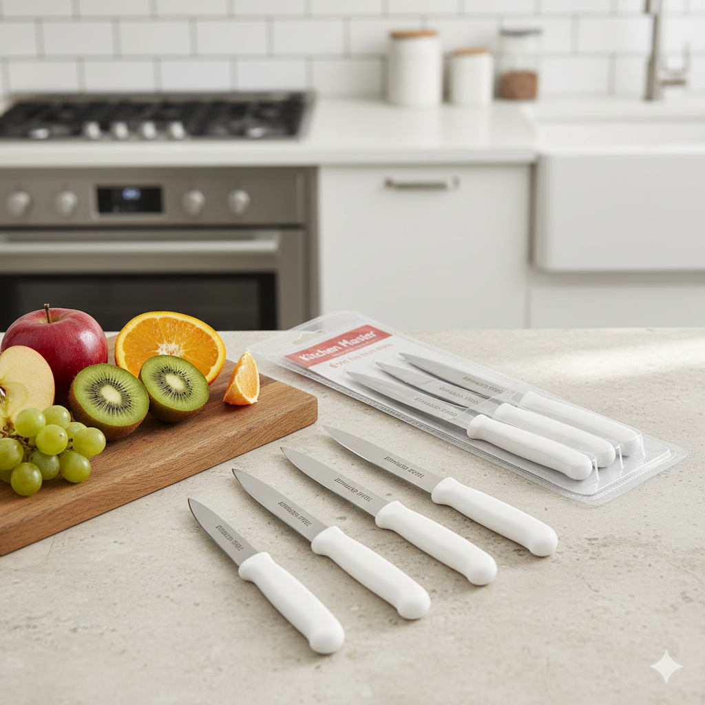 cfc38418dca6911ffe64c31677417ff0 6 Piece Knife Set | Professional Stainless Steel Kitchen Knives | Sharp Durable Blades for Meat, Vegetables, Fruits & Da - Image 4