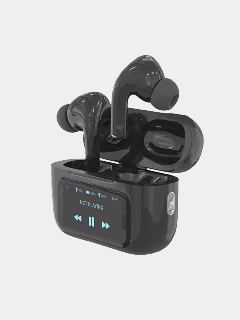 d09f80b2046ee971e5b4756ed8c2c39c A9 Pro Earbuds With Anc Technology Sleek Matte Black Design Led Indicator Built In Screen And Clear Sound Quality - Image 3
