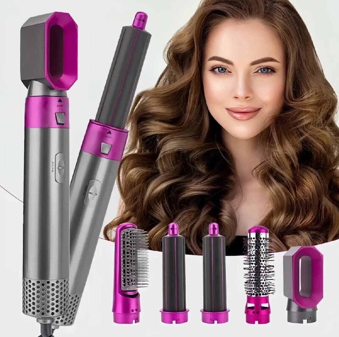 d264312e8060fc375ded7147017f5751 High Quality 5 In 1 Hair Styler Brush | Hair Straightener, Curler, Blow Dryer & Volumizer | Negative Ionic Electric Air