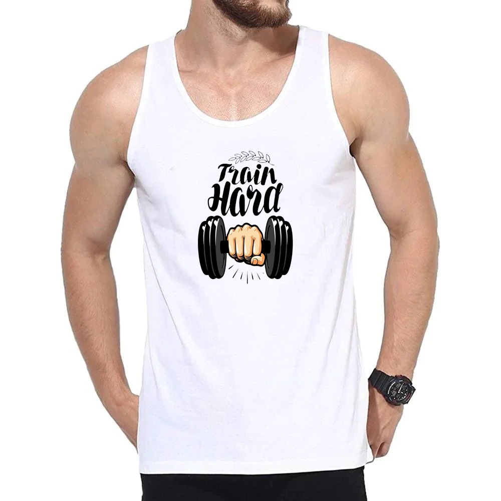 Mens Tank Top Gym Fitness Bodybuilding Workout Sleeveless Shirt [White] | Crossfit Clothing Male Casual Stringer Singlet