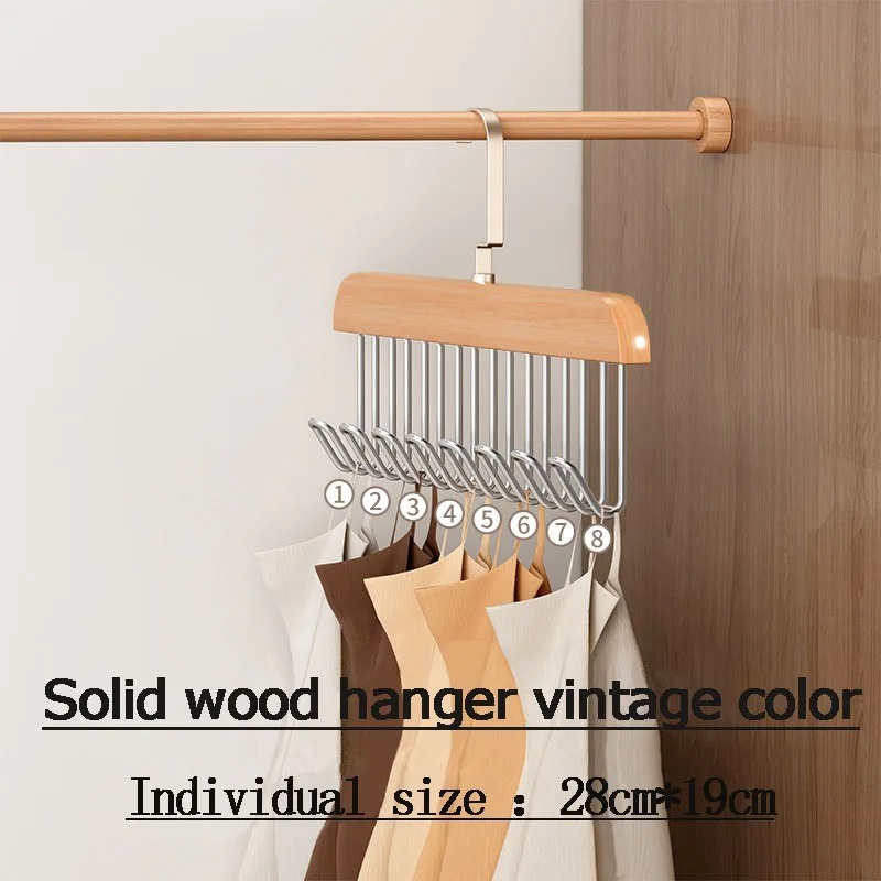 d47349ec85e50c7ab5e5388d99525d43 8 Hooks Multi-function Wooden Caps, Belts, Tie Hanger – Strong No Trace Storage Rack(Random Colour) - Image 4