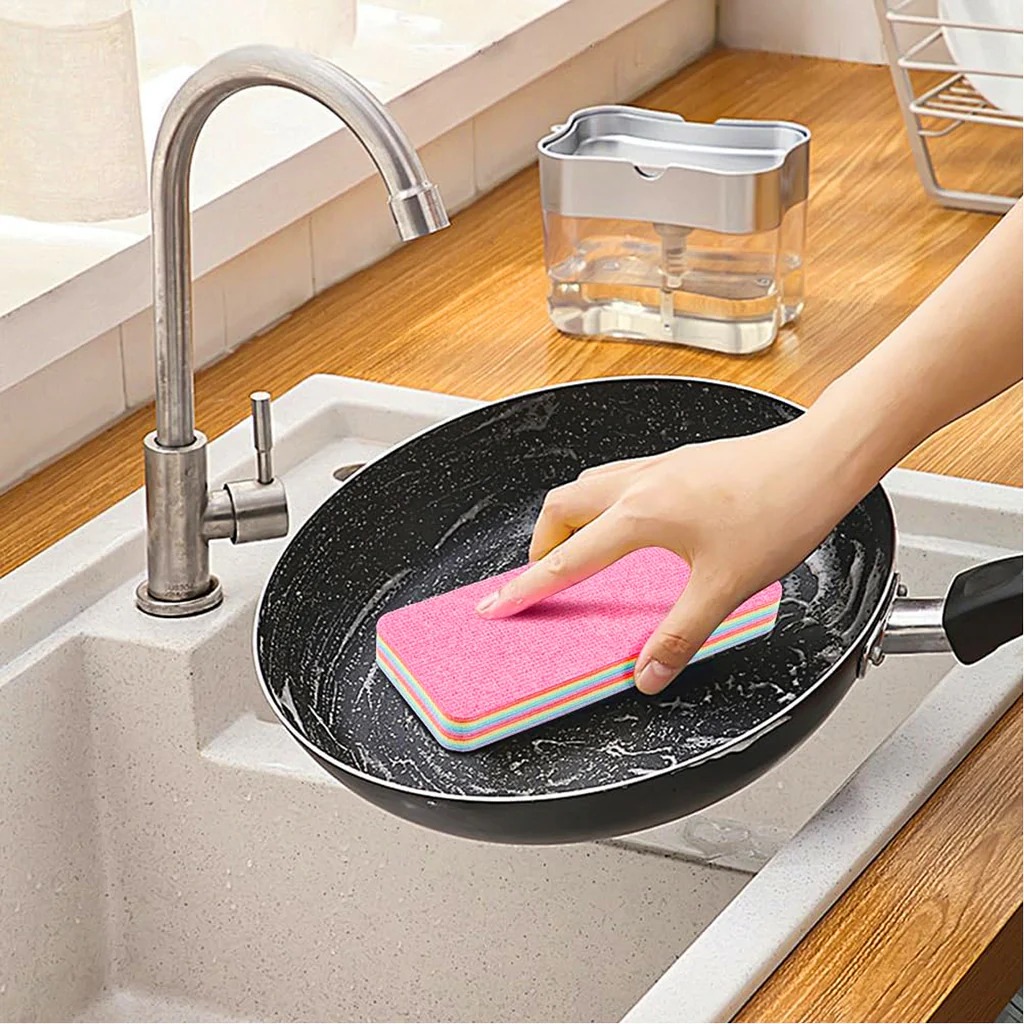 d476f7a4b88ff17e3a09f0fca64912d6 Multi-Purpose Microfiber Rainbow Sponge – 12 Layer Durable Cleaning Sponge for Kitchen & Household Use