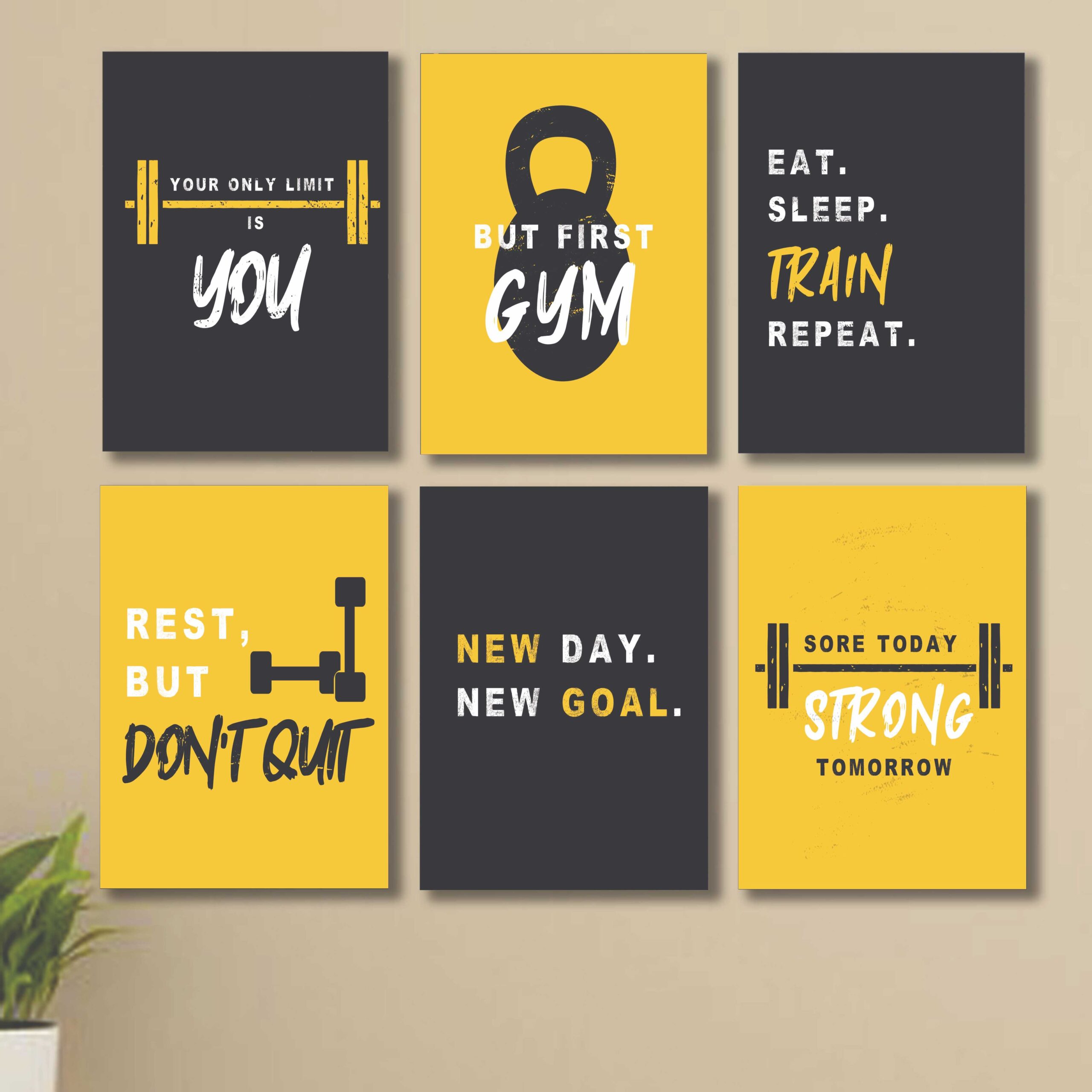 d502f56e5968d3daaf1e2fc64c32e6f7 set of 6 Motivational sticky canvas frames for wall decore / sticky phototiles