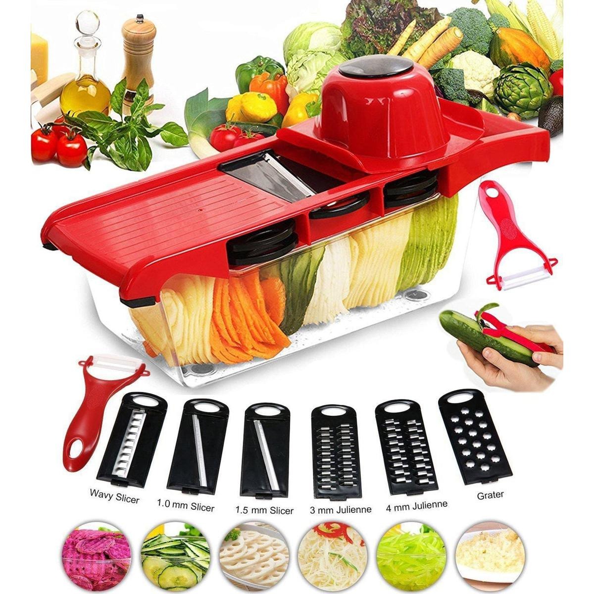 d51ee02b035dfec67d312b06c00be78c Multi‑Functional 10‑in‑1 Mandoline Slicer | Vegetable Cutter, Peeler, Chopper, Grater & Shredder - Image 4