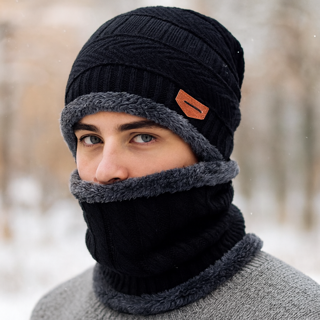 d54d0bbbaae4e6d5936fc491430cc155 Head & Neck Cap Beanies Combo | Woolen Winter Beanie with Neck Warmer Muffler for Men & Women – Warm, Cozy & Stylish - Image 3
