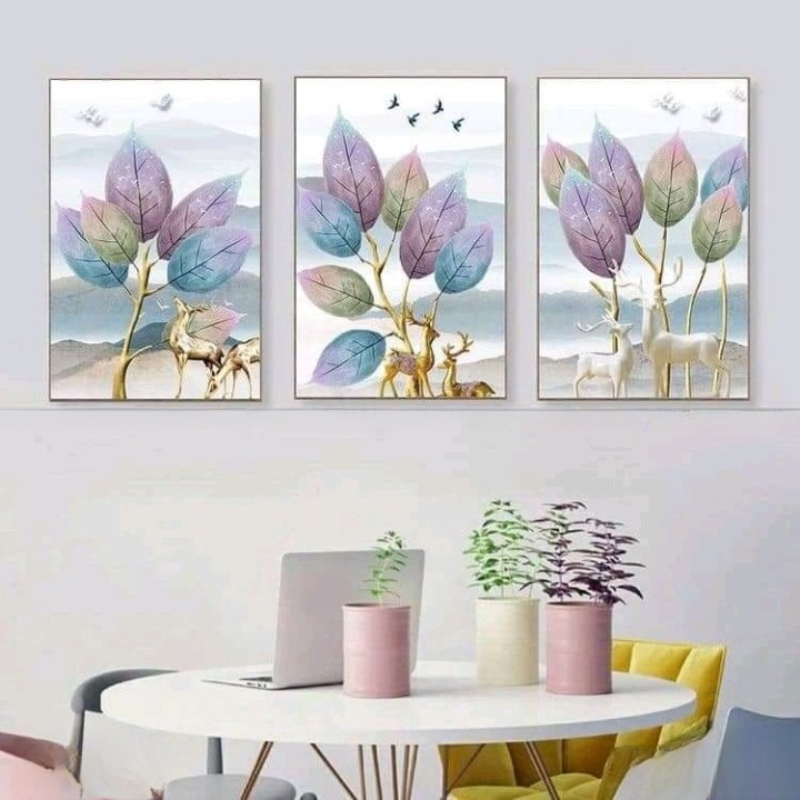 d679ca3cb4c74f7381942f3ef92c711d 3pcs Trees Design Stickytiles Frame Providing Natural Artistic Pattern Elegant Look Durable Quality