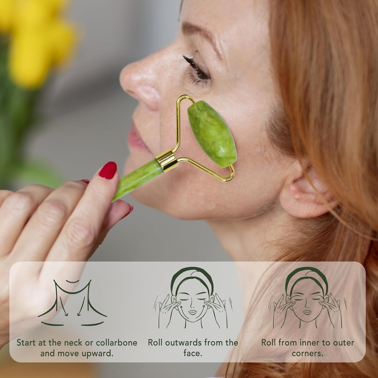 d6ca286c9e719c97168b186bca24aaa3 Jade Roller Facial Massager | Manual | With Gua Sha Tool | Natural Skincare | Relax & Refresh - Image 3