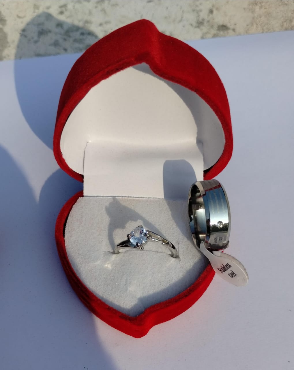 d71db31b582e78d8c0bd07ab64153e61 Elegant Stainless Steel Eternal Promise Couple Ring Set Featuring a Sparkling Solitaire Engagement Ring and a Sophistica - Image 3