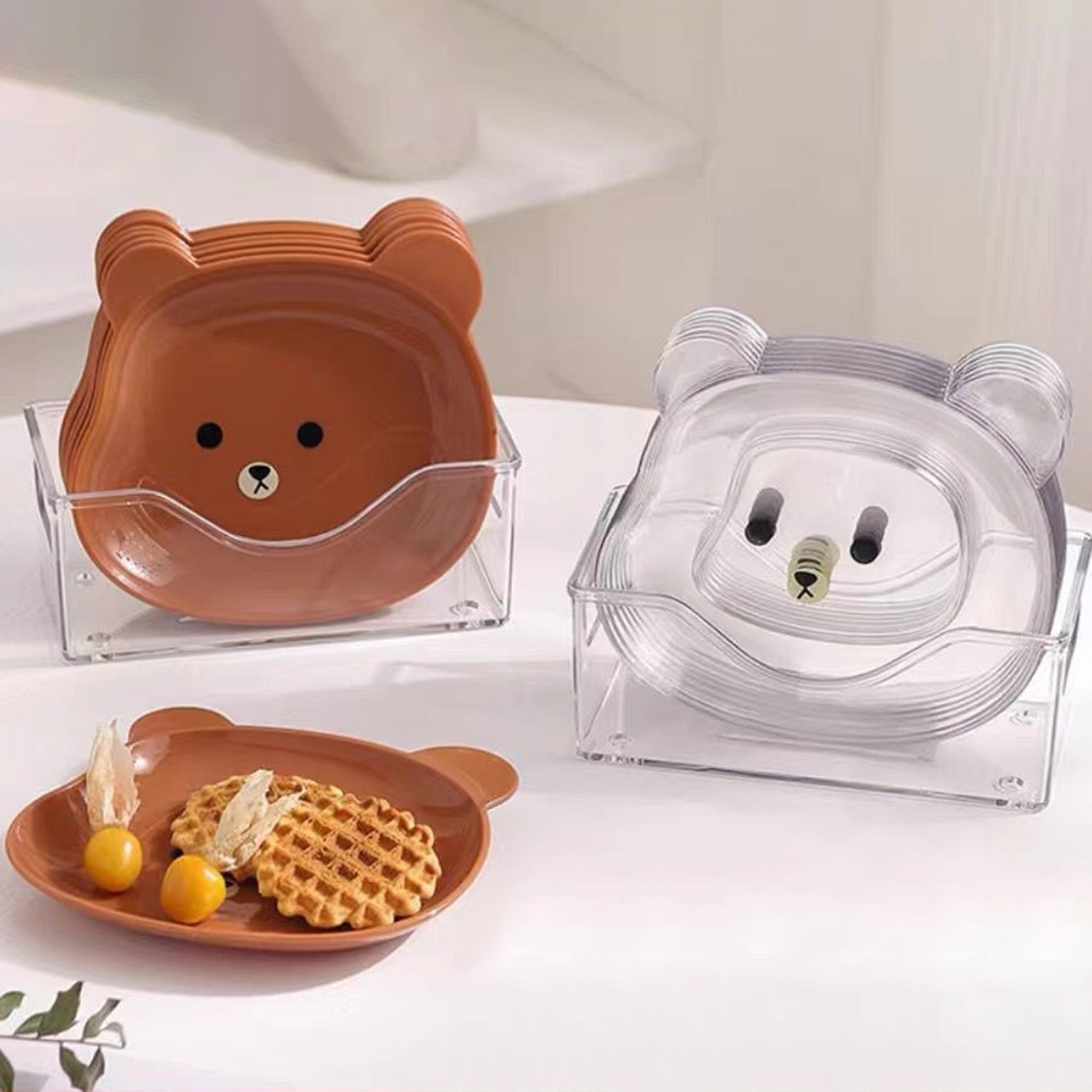d72300753097949348779417e60c9696 8 Plates With Stand Bear Design Durable Quality Stylish Look Reliable Utility Perfect Choice For Daily Use (Random Color - Image 2