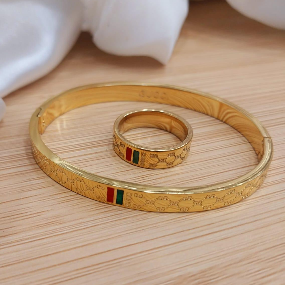 d77a4b3942793631f46775a5ddcd008b Gold Plated Stainless Steel Bangles And A Matching Ring Providing Elegant Design Everyday Fashion Support - Image 4
