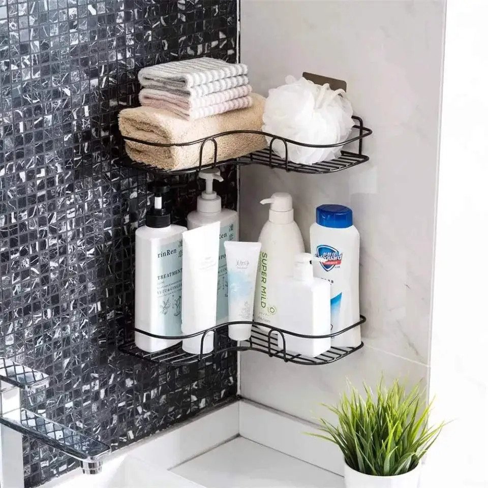 d95abc800f0595cce72ce164d630bc59 Metal Corner Rack For Bathroom & Kitchen | Bathroom Metal Shelf Organizer | Storage Rack Corner Frame Shampoo Storag - Image 3