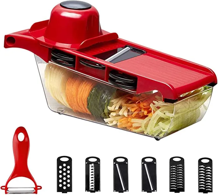 d9879ffdb1cce26f6ce900e52bb09676.jpg_750x750.jpg_-1 10 in 1 Mandolin Slicer Vegetable Cutter with Stainless Steel Blade Manual Potato Peeler Carrot Cheese Grater Nicer Kitc - Image 5