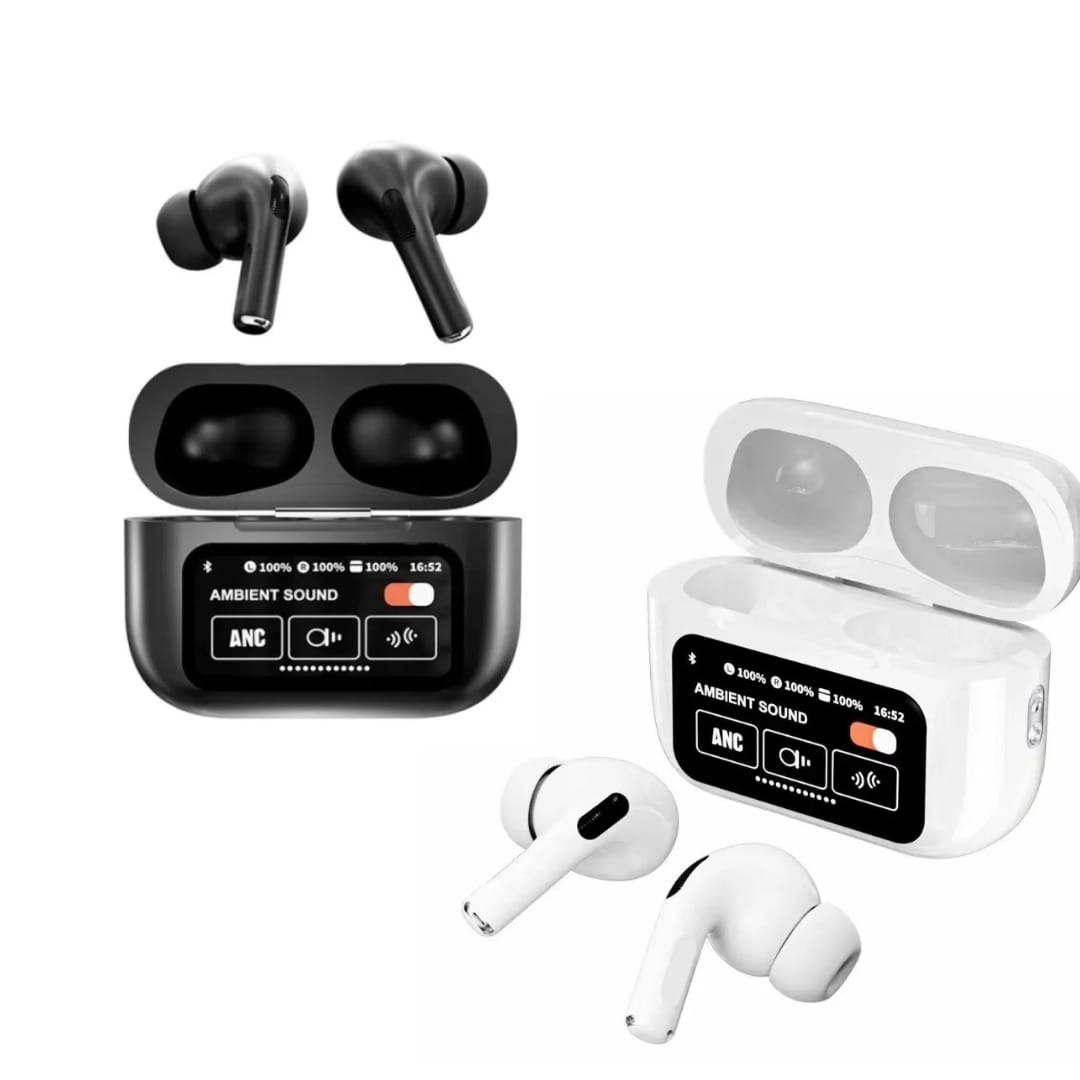 d9c3fff43e64ae55720046cfcfa60def A9 Pro Earbuds With Anc Technology Sleek Matte Black Design Led Indicator Built In Screen And Clear Sound Quality - Image 4