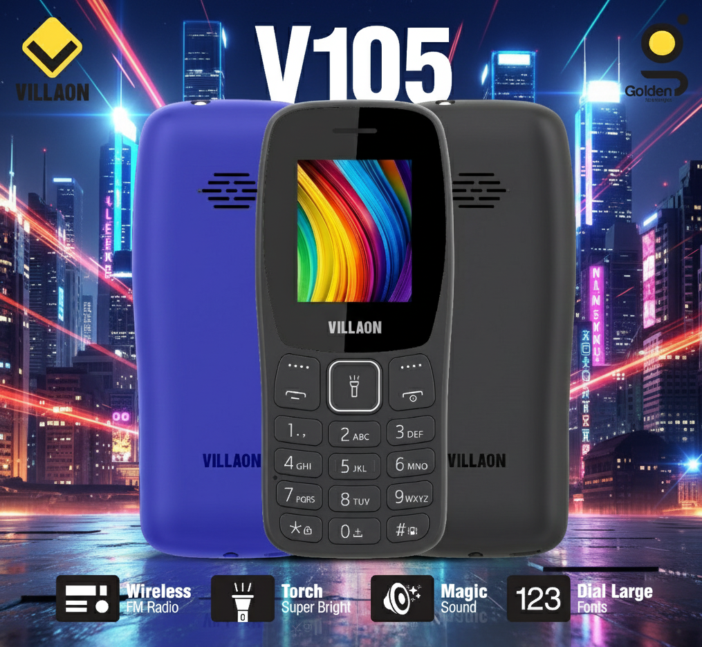 dab5226596bc1abd96ba7f61d8acc594 Villaon V105 Dual SIM Feature Phone – Ultra-Bright Torch, Wireless FM Radio, and Large Font Display for Enhanced Accessi - Image 3