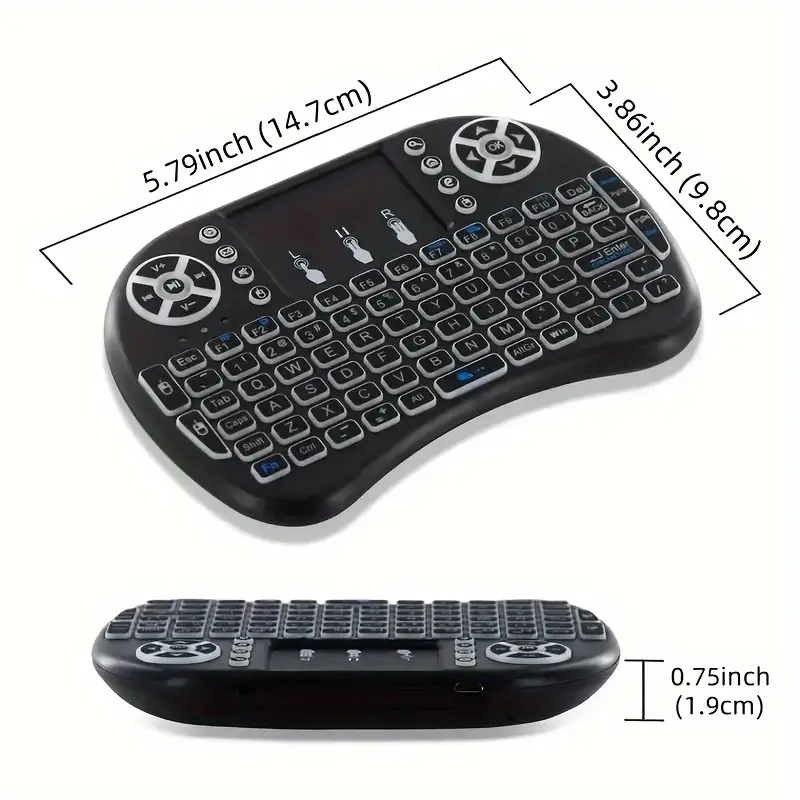 i8 2.4G Mini wireless keyboard with touchpad | 7-color Backlight ,plug and play | Super cool design | Perfect for Androi