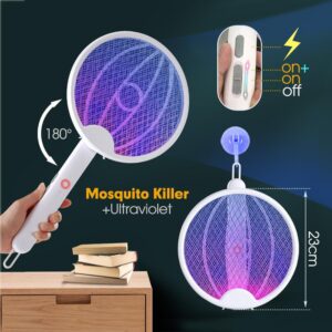 Foldable Mosquito Killer Trap | Electric Rechargeable Bug Zapper Racket For Indoor And Outdoor Mosquito And Insect Contr