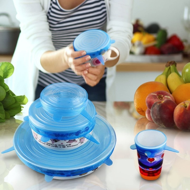 dc02043b5c06a5b0253c23e8a39dc2c1 Silicone Stretch Lids | Pack of 6 | Reusable Bowl Covers | Multi‑Size Food Savers | Random Colour - Image 4