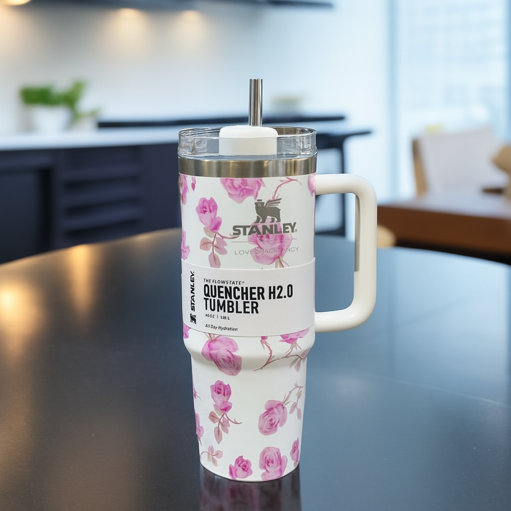 dc1c4baee44672c25777e6c065a97b94 1200ml Stainless Steel Stanley Tumbler Glossy Marble Shades | Premium Vacuum Insulated Travel Mug | Leakproof Cup For Ho - Image 3